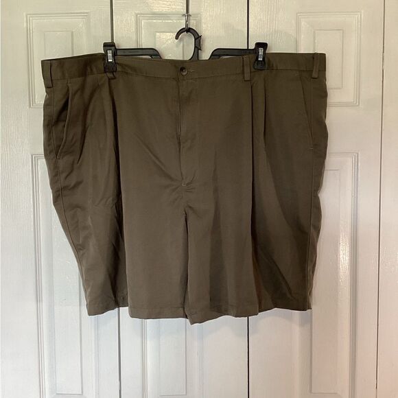 Roundtree & Yorke - Big & Tall Men’s Performance Olive Pleated Short - Sz 50B - Picture 1 of 6